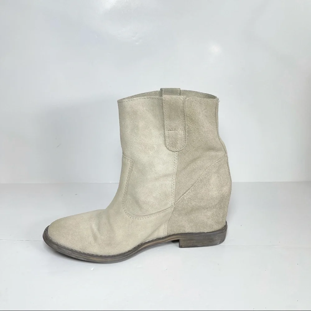 OTBT Sandpiper Women’s Wedge Booties Ankle Boots Beige Suede Size 9M - Picture 4 of 10